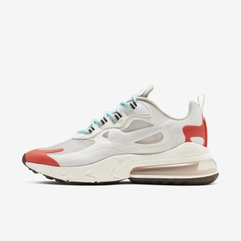 Nike Air Max 270 React (Mid-Century Art) - Férfi Utcai Cipő - Világos Bézs/Fehér/Narancssárga/Platin